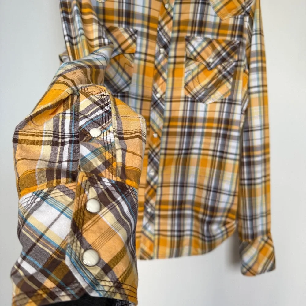 True Religion Men’s “Rocky” Plaid Western Snap Shirt – Size XL